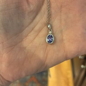 Effy tanzanite silver necklace. Only worn once. 16 inch chain. EUC.